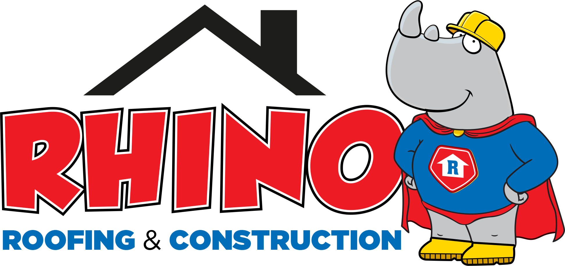 Rhino Roofing Logo - Cartoon Clipart (1943x916), Png Download