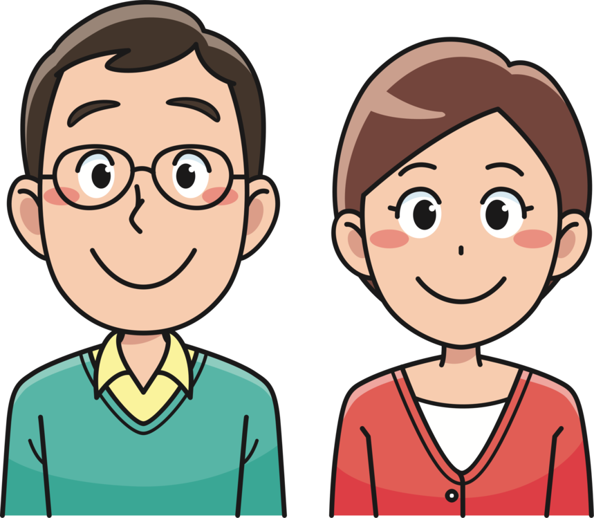 Jaw,animated Cartoon,facial Expression - Middle Age Couple Cartoon Clipart (859x749), Png Download