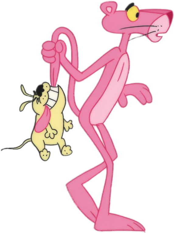 Dog Biting Pink Panther"s Tail - Cartoon Clipart (796x800), Png Download