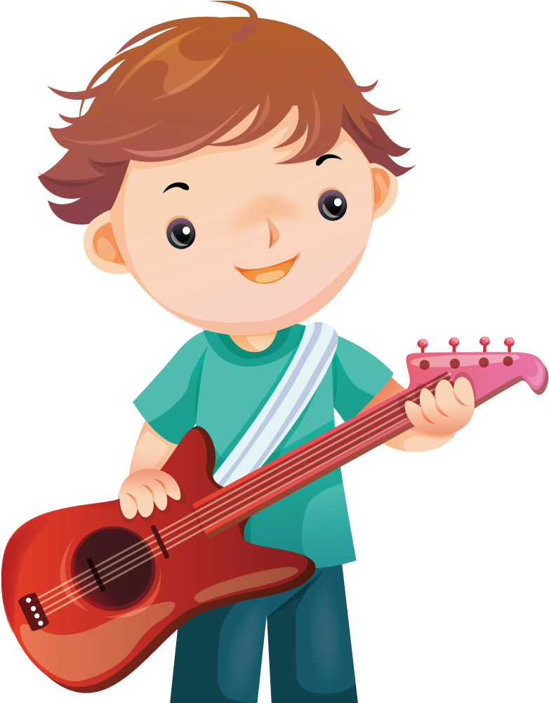 Boy Cartoon Guitar Instrument Musical Playing Clipart - Play A Musical Instrument Cartoon - Png Download (1000x1000), Png Download