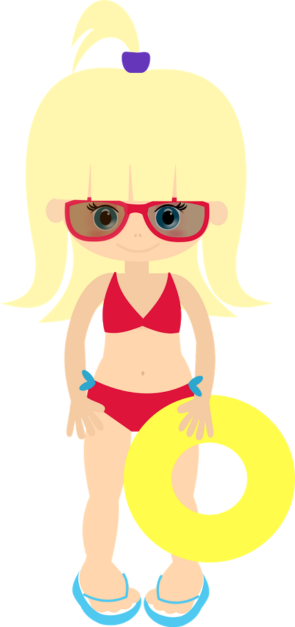 Clipart Cute Vector Girls Pool Party Clipart - Png Download (429x912), Png Download