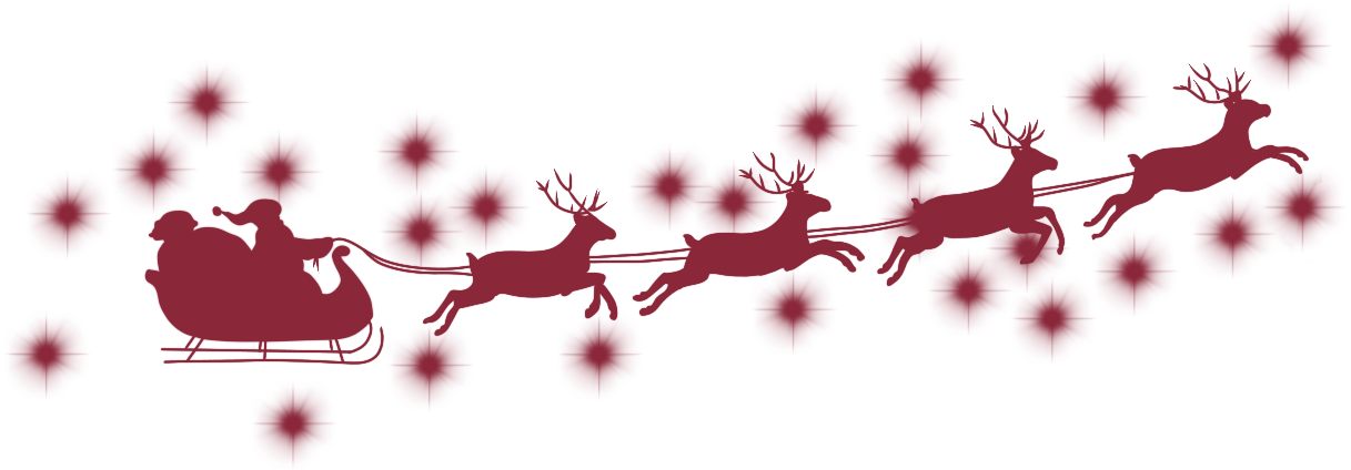 Santa Sleigh Silhouette Clipart (1151x480), Png Download