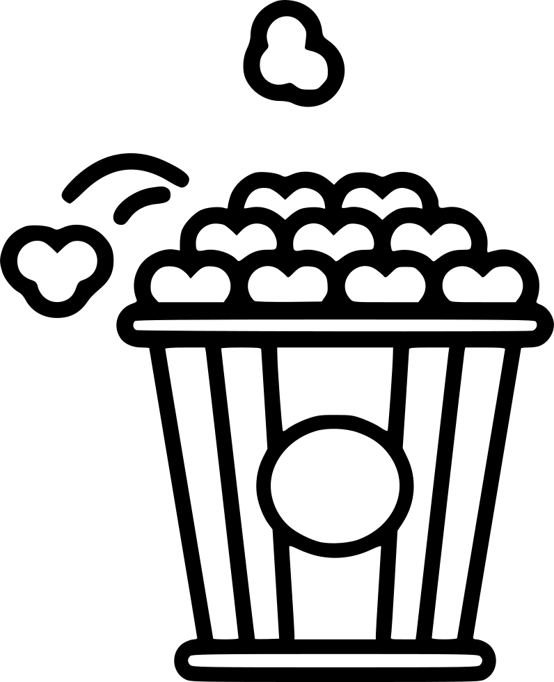 Popcorn Cartoon Black And White Clipart (796x980), Png Download