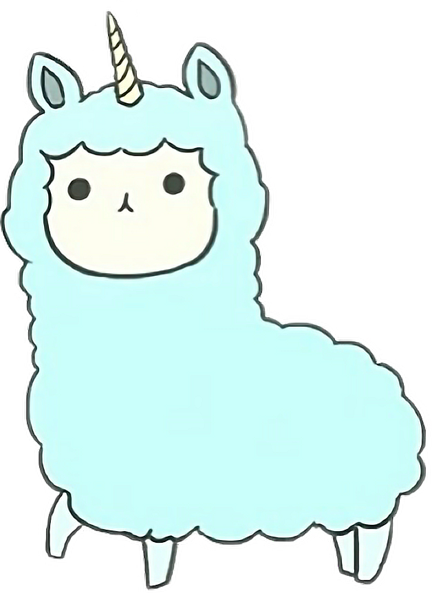#unicorn #blue #llama #alpaca #cartoon #fluffy #freetoedit - Unicorn Lamma Clipart (628x862), Png Download