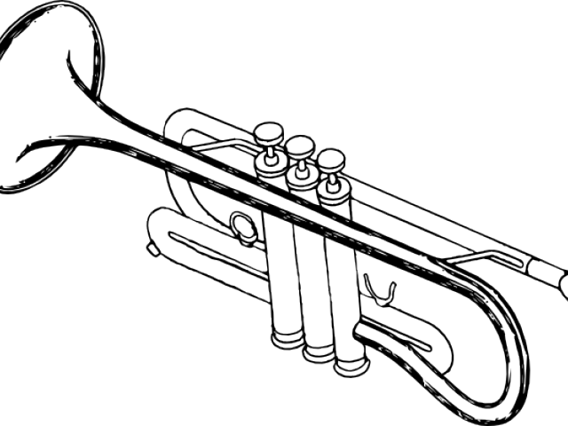 Brass Clipart Musical Instrument - Trombone Clipart Black And White - Png Download (640x480), Png Download