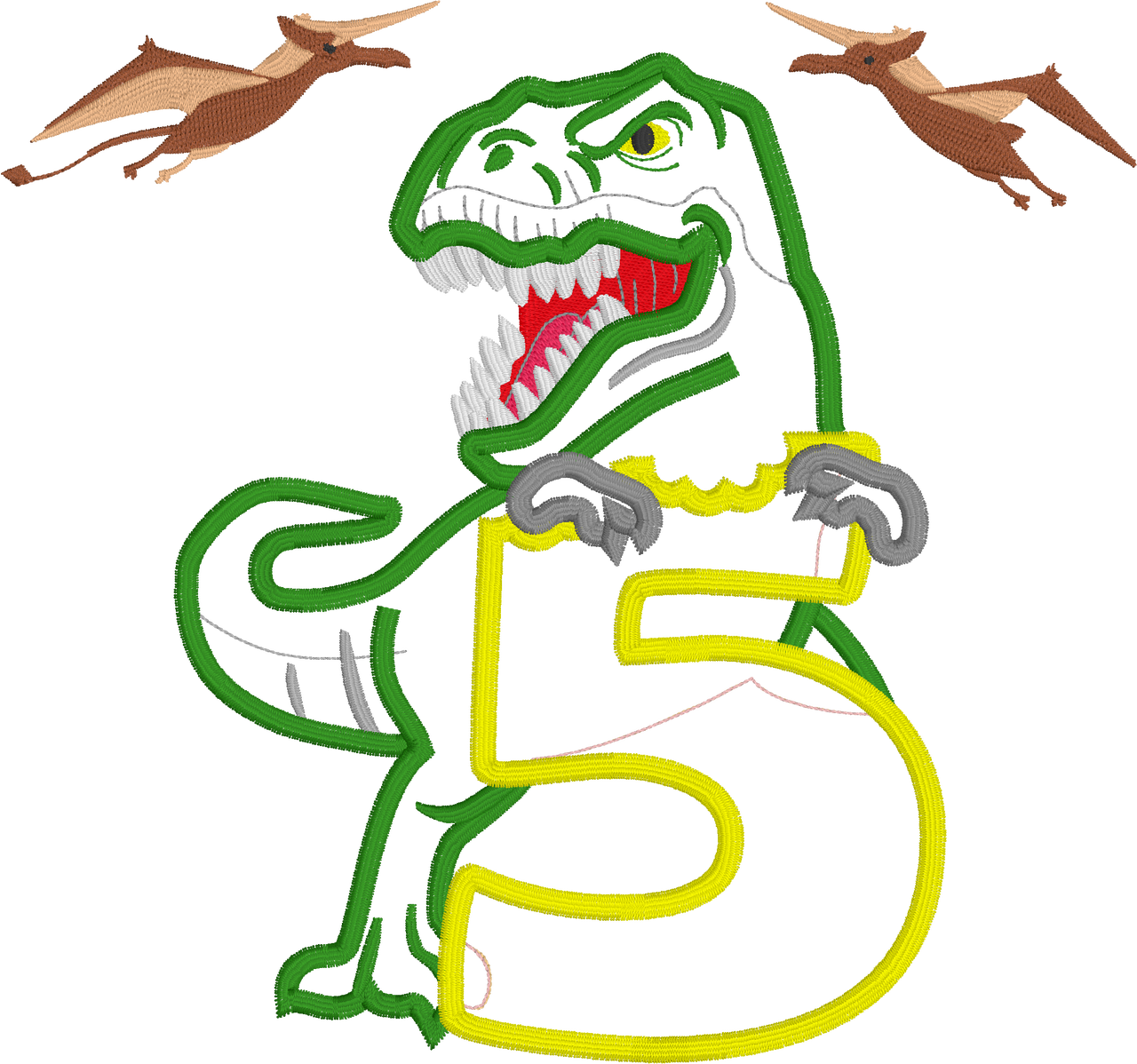 Dinosaurs With Number 5 Clipart (1280x1198), Png Download