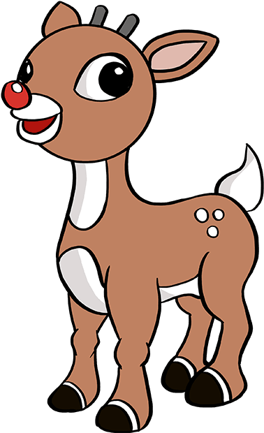 How To Draw Rudolph The Red-nosed Reindeer - Draw Rudolph Step By Step Clipart (680x678), Png Download