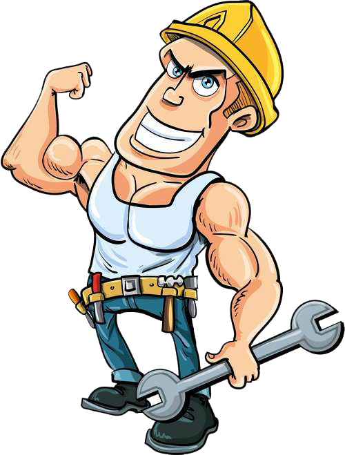 Cartoon Muscle Construction Worker Clipart (500x659), Png Download