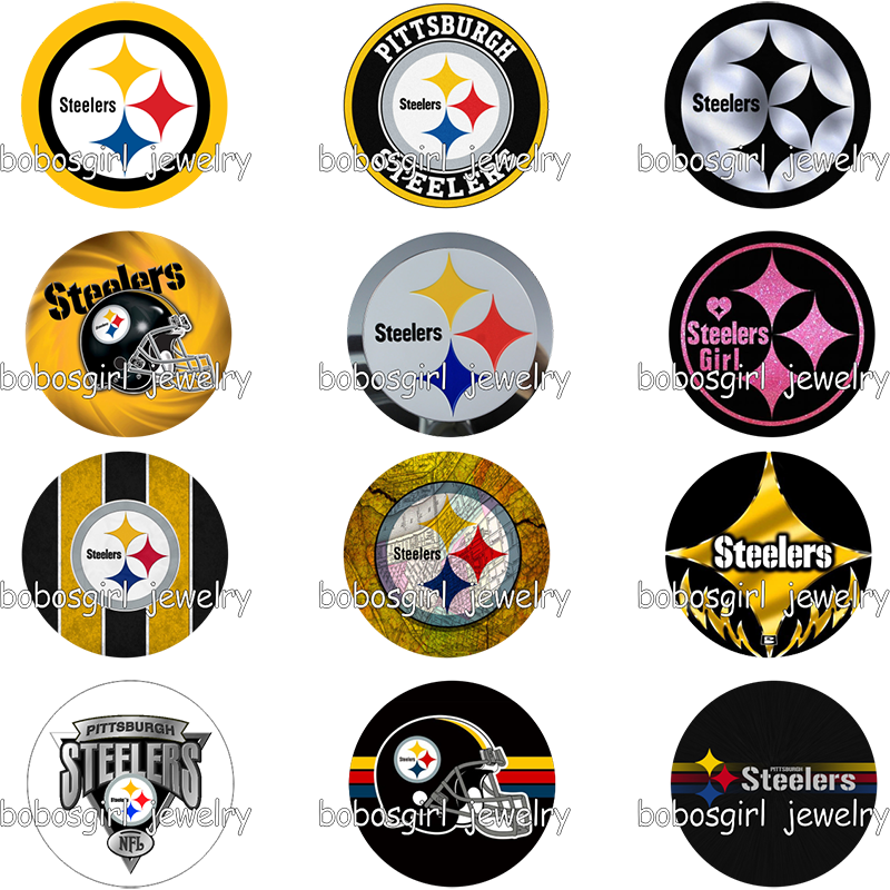 Football Pittsburgh Steelers Glass Perfume Aroma Locket - Logos And Uniforms Of The Pittsburgh Steelers Clipart (800x800), Png Download