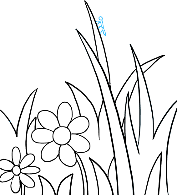 How To Draw Butterfly Garden - Butterfly Drawing With Garden Clipart (680x678), Png Download