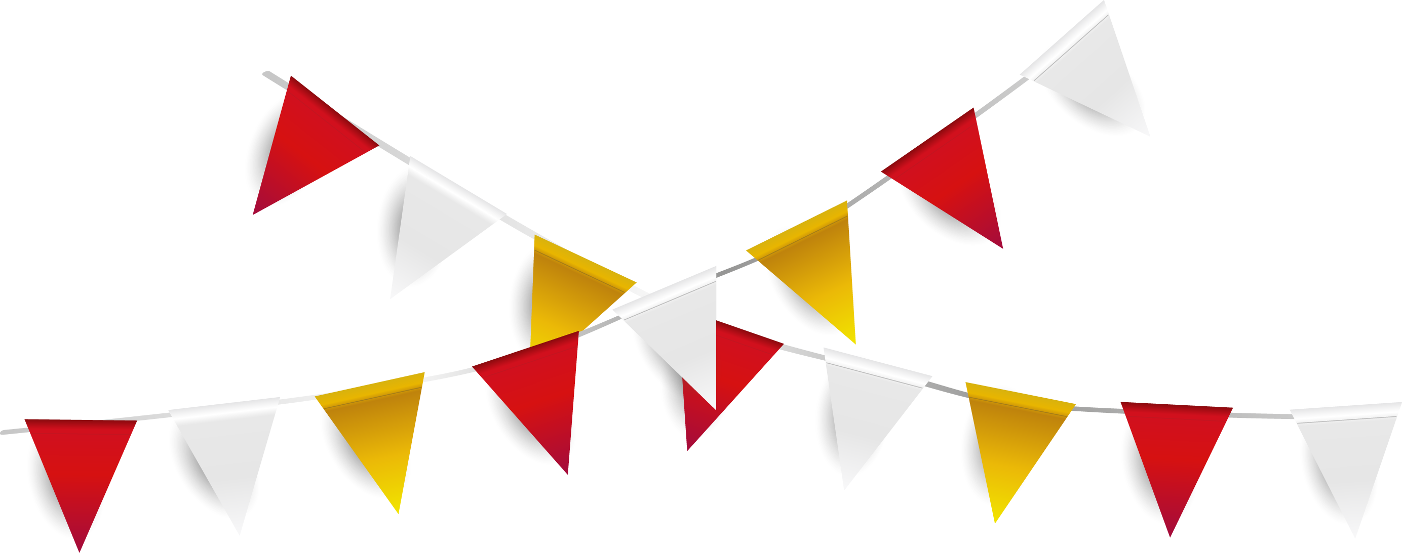 #banner #pennant #flag #garland #red #white #yellow - Red And Yellow Pennant Banner Clipart - Png Download (2768x1093), Png Download