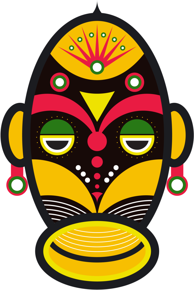 African Traditional Tribal Mask - Tribal African Mask Clipart (693x1040), Png Download