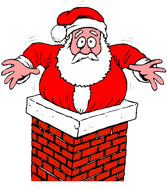 Santa Not Fitting In Chimney Clipart (564x640), Png Download