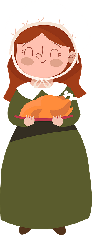 Pilgrim Lady Clipart - Cartoon - Png Download (313x800), Png Download