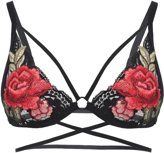 Wholesale Floral Applique Strappy Lace Bralette ,we - Lingerie Top Clipart (646x604), Png Download