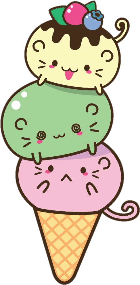 #sundae #icecream #meow #cat #cats #cartoon #cute #colorful - Kawaii Ice Cream Sundae Cartoon Clipart (620x1028), Png Download