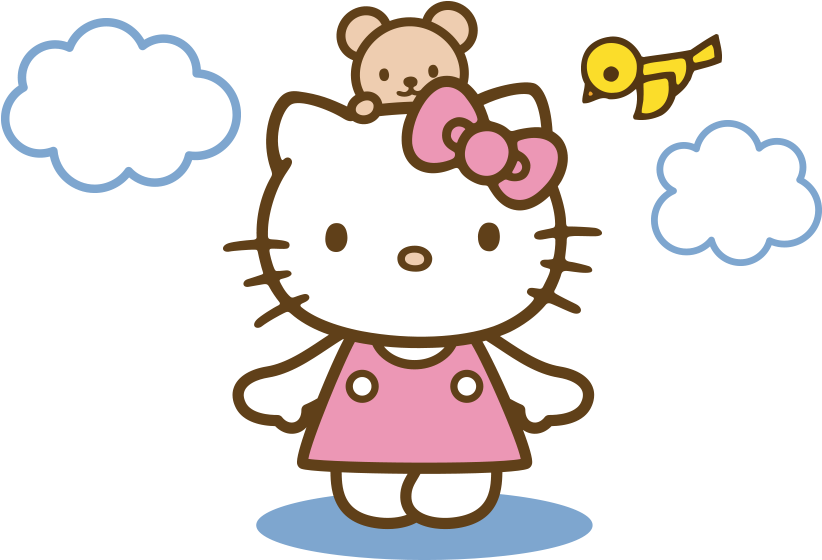 Hello Kitty With Teddy Bear Clipart (1024x569), Png Download