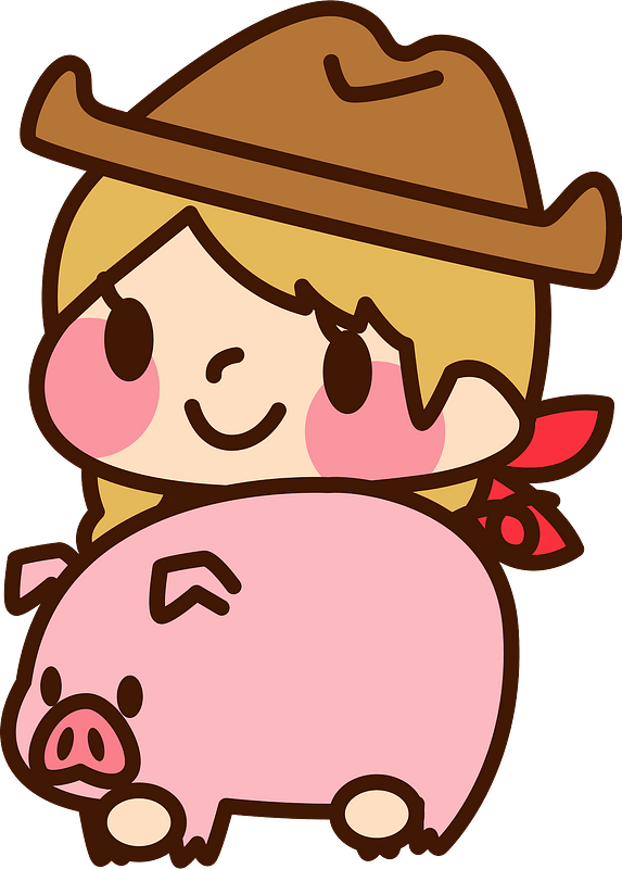 Cowgirl With Piglet Clipart - Clip Art - Png Download (573x800), Png Download