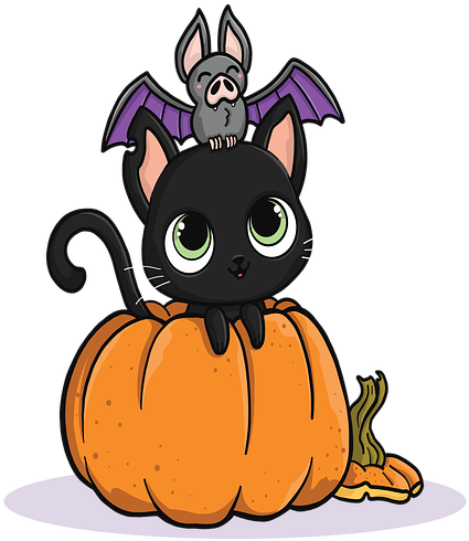 Cute Halloween Cat - Cute Halloween Clipart (600x720), Png Download