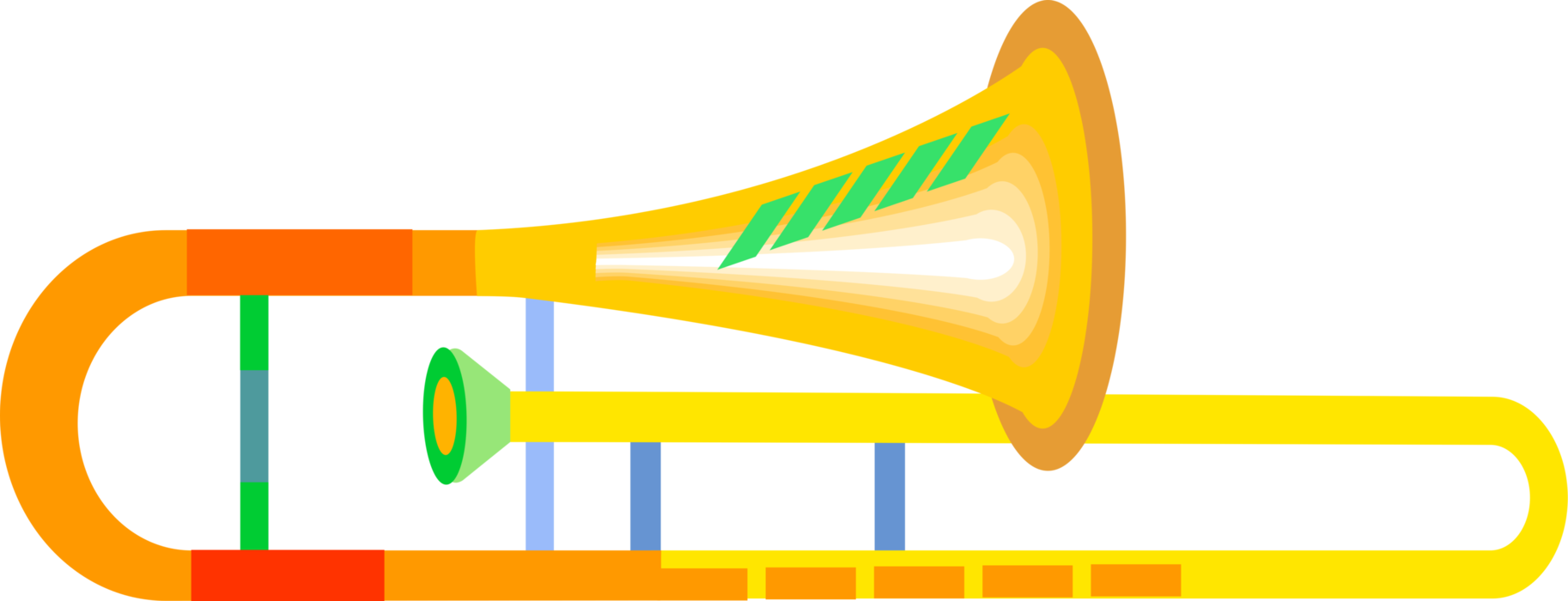 Trombone Vector Yellow - Trombone Illustration Clipart (1826x700), Png Download