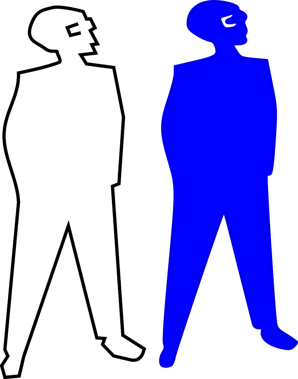 Blue Man Silhouette Pocket Png Image - Silhouette Clipart (1006x1280), Png Download