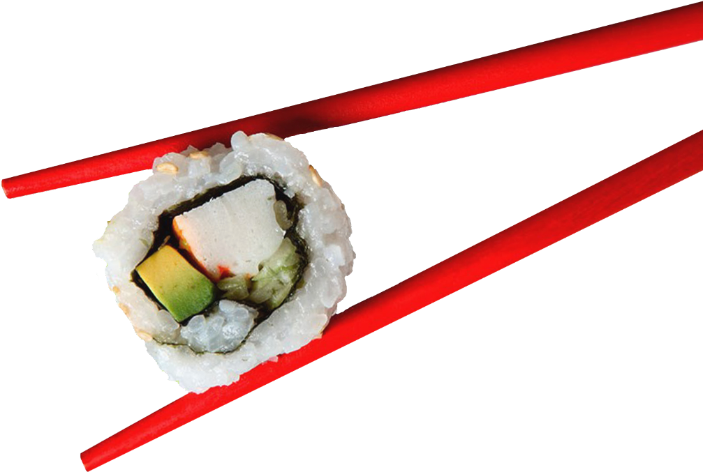 Transparent Sushi Roll Clipart - Sushi And Chopstick Png Transparent (1007x677), Png Download