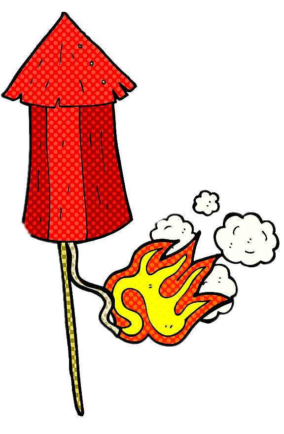 #ftestickers #firecrackers #firework #firecracker #fireworks - Comic Old Rusty Firework Rocket Clipart (576x880), Png Download