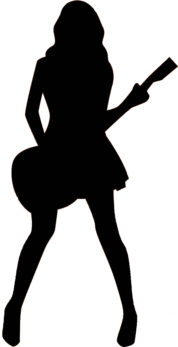 Co - Female Rock Star Silhouette Clipart (640x1206), Png Download