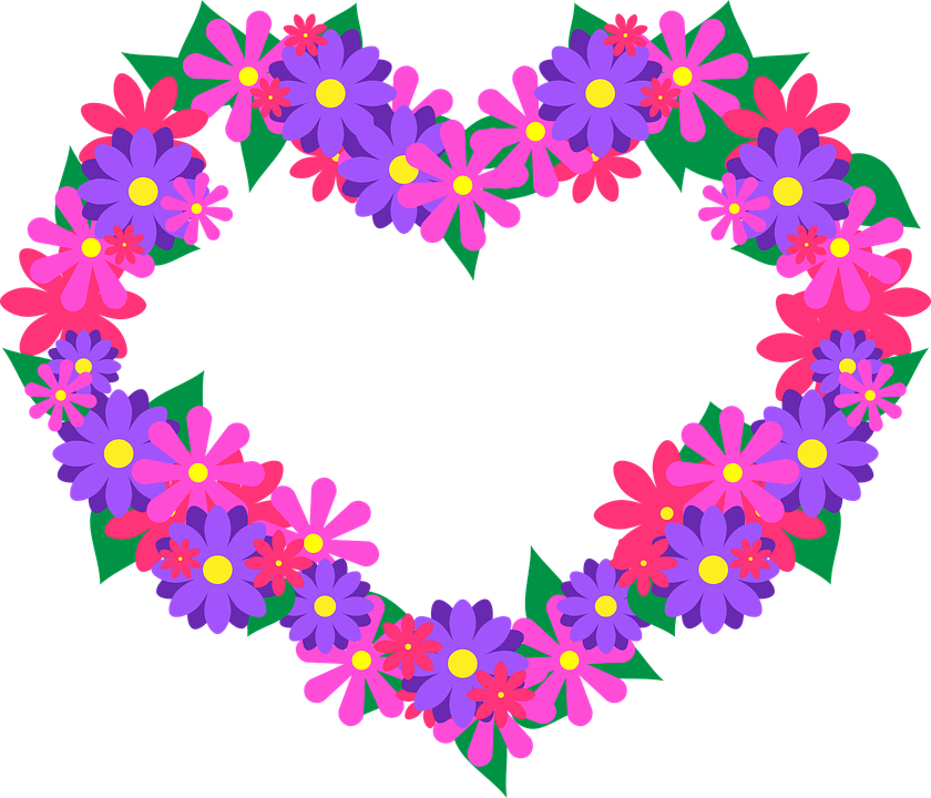 Purple Flower Clipart Purple Heart - Purple And Pink Flower Heart - Png Download (840x720), Png Download