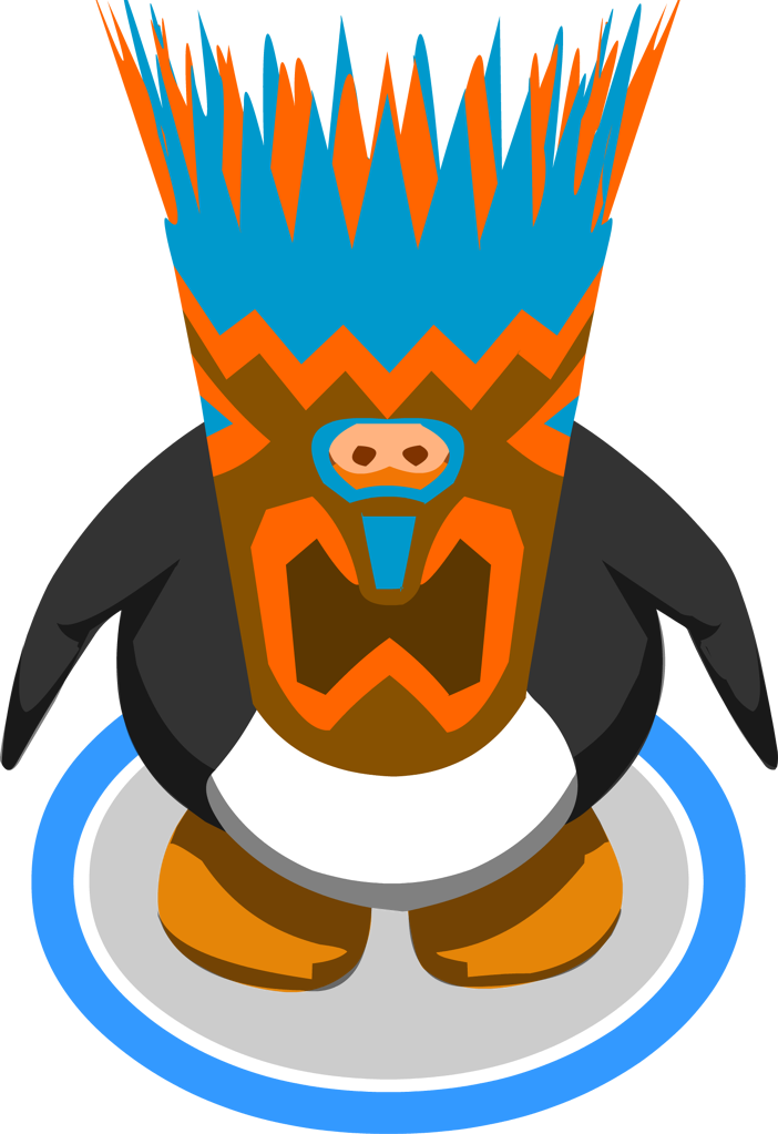 Akuma Drawing Tiki Mask - Club Penguin Penguin Png Clipart (702x1023), Png Download