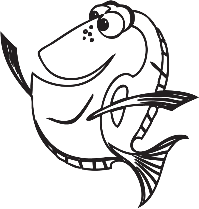 Coloring Book Finding Nemo Drawing Line Art - Dory Finding Nemo Black And White Clipart (667x700), Png Download