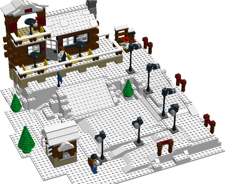 A Lego Chap Can Relax And Watch Others Skiing - Lego Ski Lift Clipart (868x710), Png Download