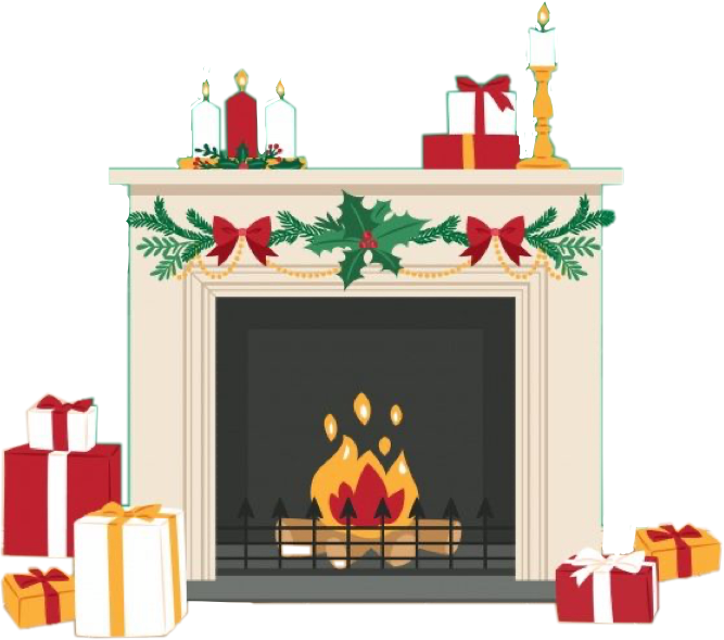 #fireplace #noel #christmas #cheminee #sapin #cadeau - Christmas Stocking Vector Fireplace Clipart (667x589), Png Download
