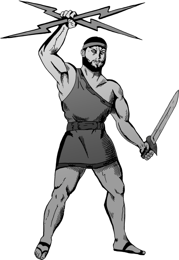 Titan Clipart Holding Two Lightening Bolts Overhead - Illustration - Png Download (600x900), Png Download