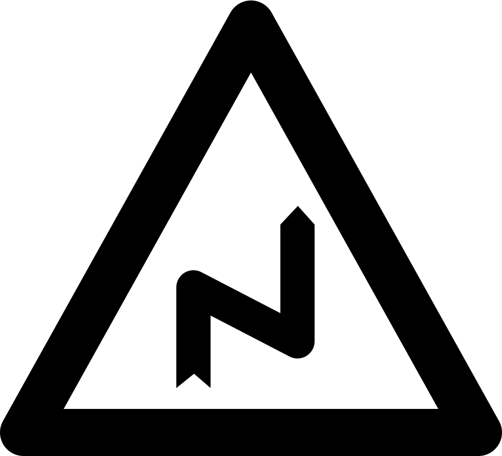 Zig Zag Sign - Narrow Road Sign Png Clipart (980x891), Png Download