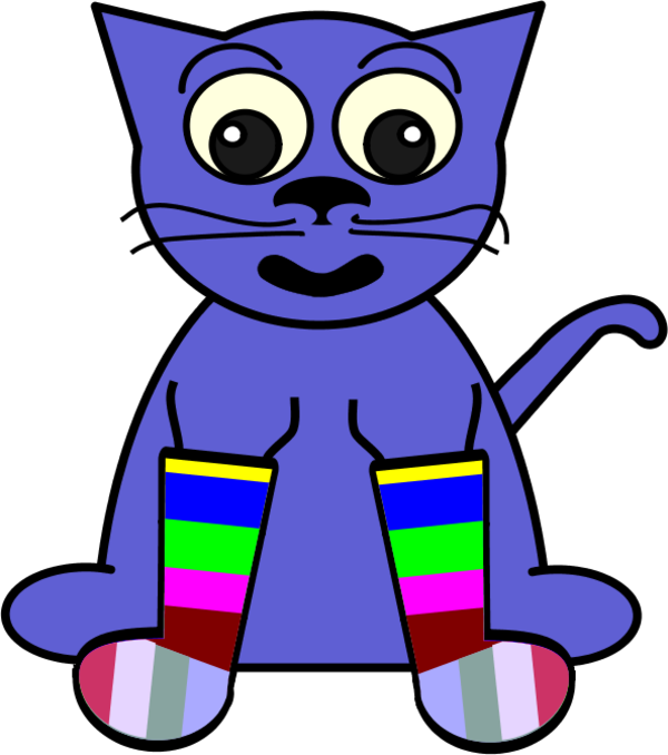 Cartoon Cat In Rainbow Socks - Clipart Sock - Png Download (600x678), Png Download