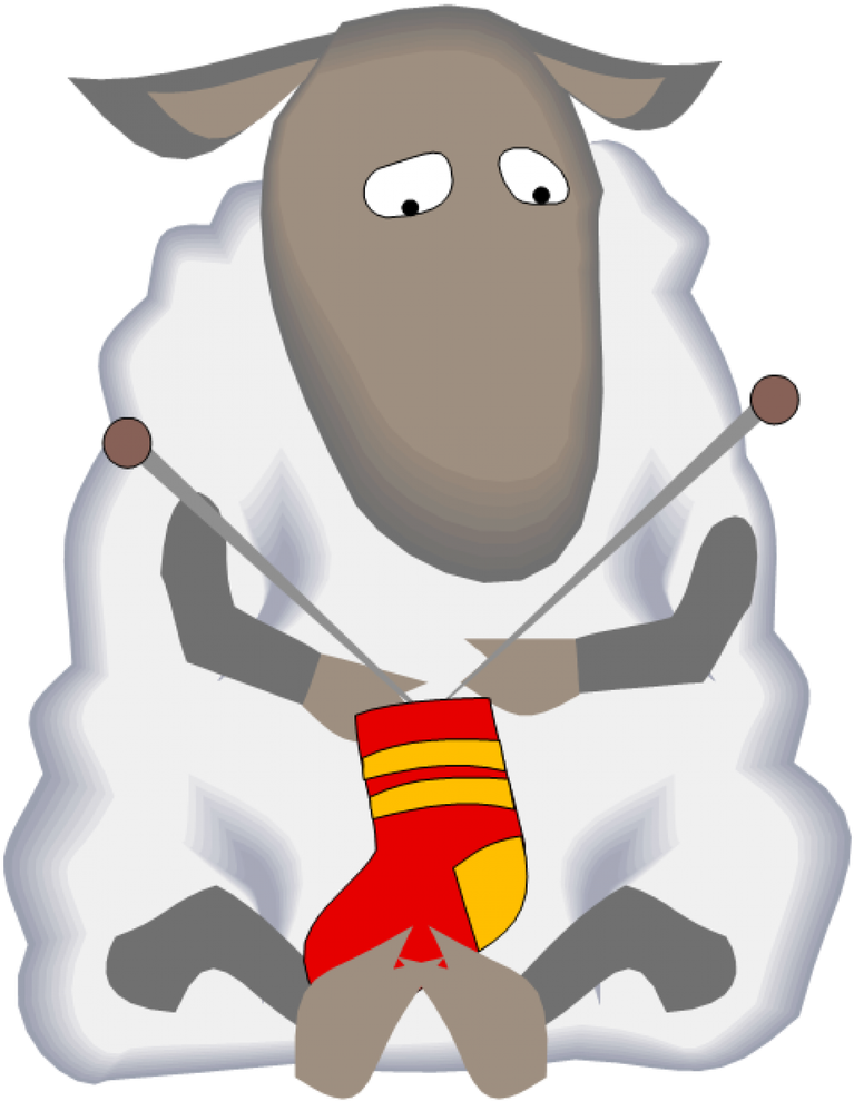 Cropped Sheep Knitting Flipped Left To Right - Sheep Knitting Clipart - Png Download (824x1024), Png Download