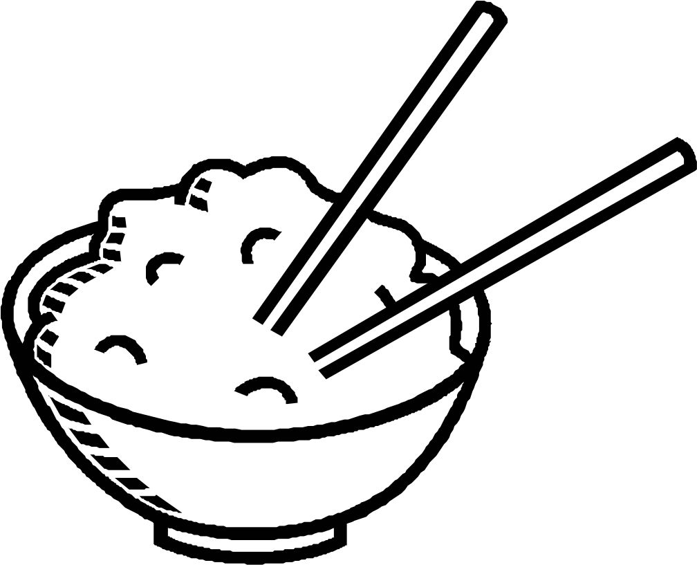 Chopsticks Chinese Food Bowl - Food Clipart Black And White - Png Download (889x720), Png Download