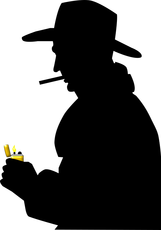 Cowboy Smoking - Man Smoking Silhouette Png Clipart (559x800), Png Download