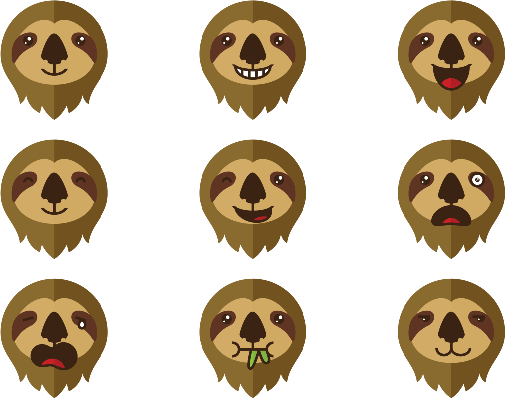 Transparent Sloth Clipart - Animal Emotion Clipart - Png Download (1015x799), Png Download