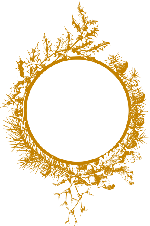 Leaf,tree,circle - Christmas Frame Clipart Black And White - Png Download (497x750), Png Download