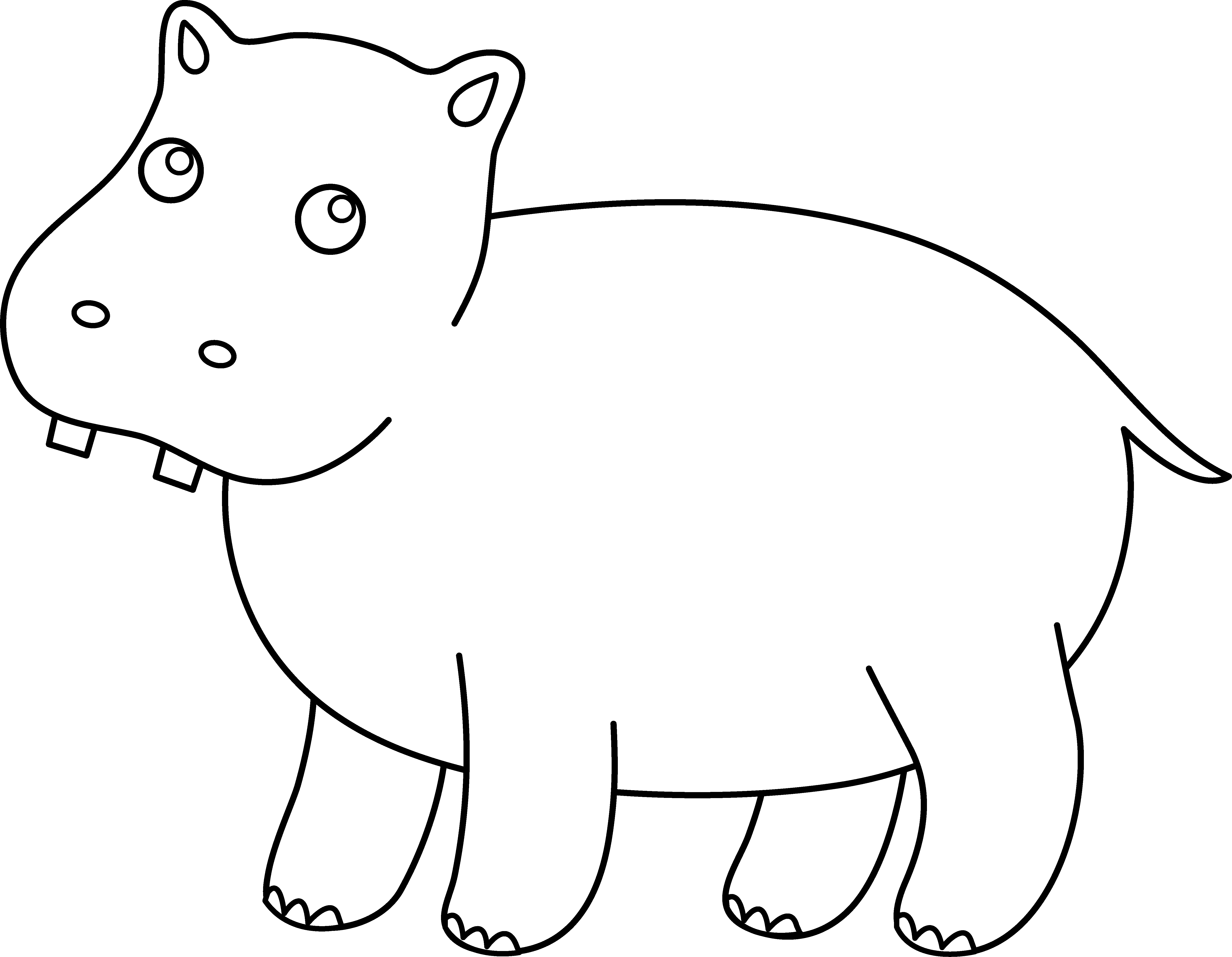 Cute Hippo Coloring Page - Cartoon Clipart (5755x4469), Png Download