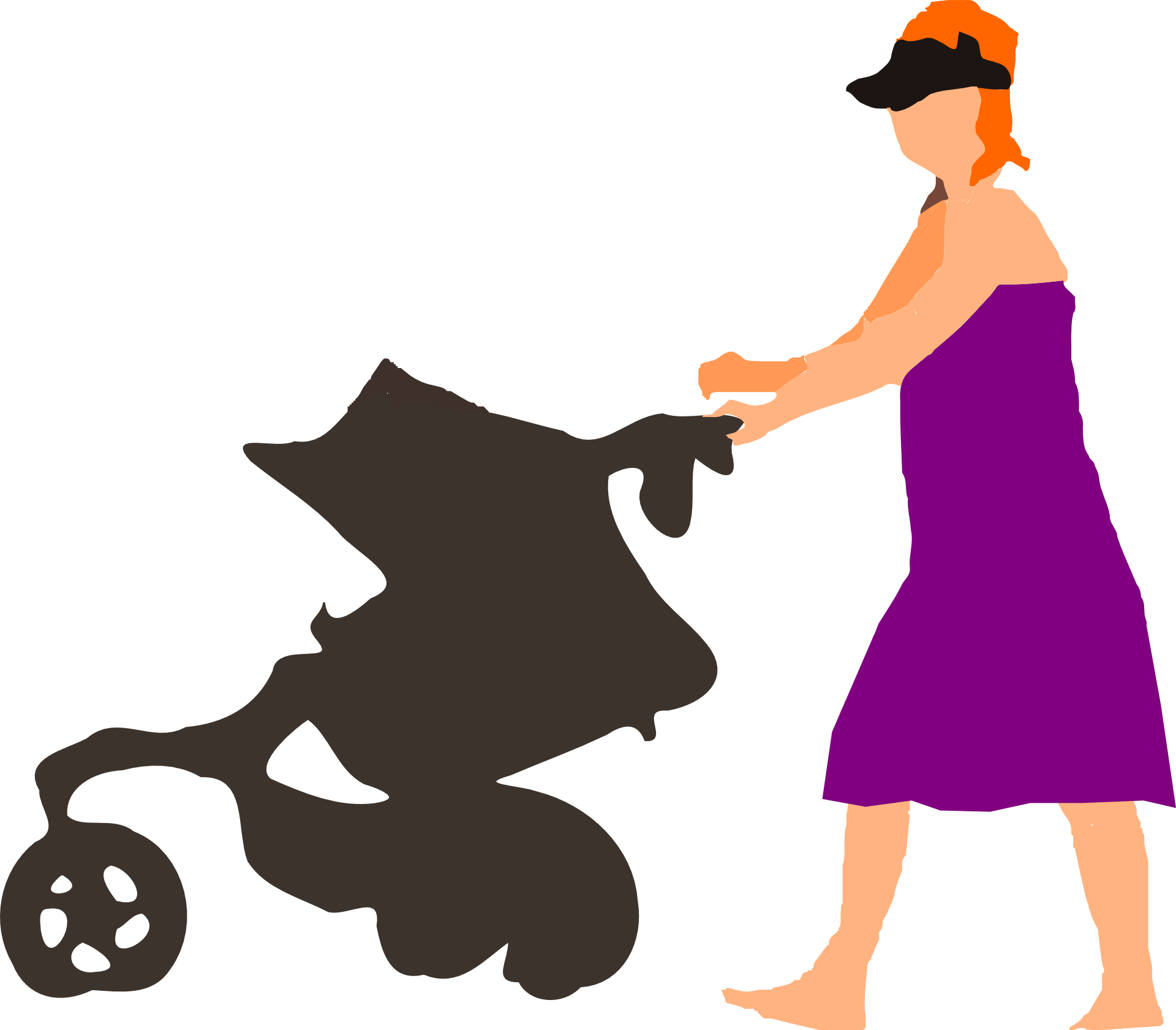 Mother Baby Pram Walking Clipart - Png Download (1920x1682), Png Download