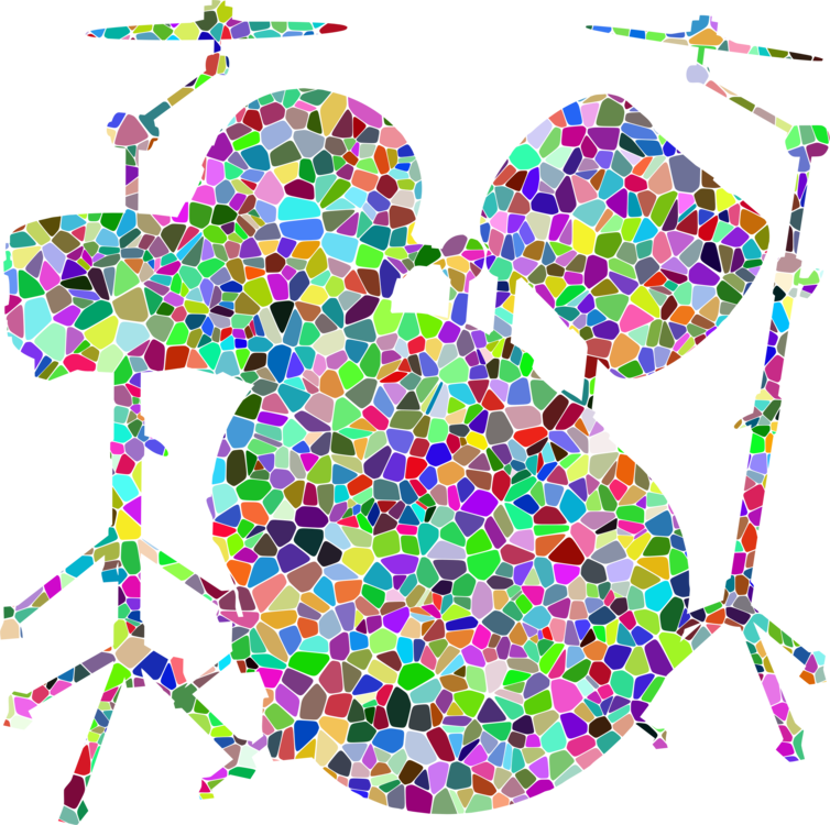 Transparent Drum Set Png - Piano Clipart Silhouette Colourful (754x750), Png Download