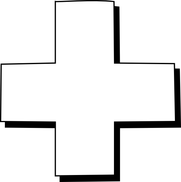 Cross Outline Clip Art At Clker - White Plus On Black Background - Png Download (594x599), Png Download