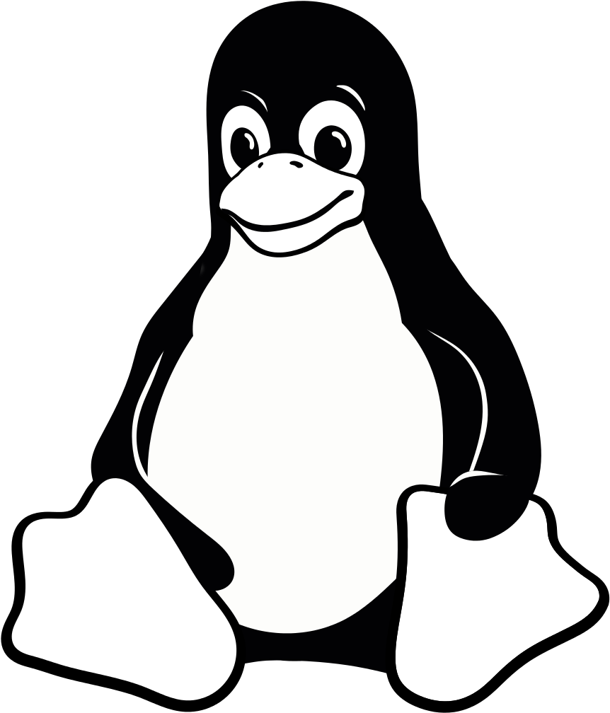 Black And White Vector Line-art Â« Linuxart - Tux Linux Black And White Clipart (933x1100), Png Download