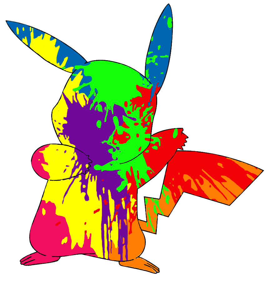 Paint Splatter Pikachu By Backapple - Trippy Pikachu Transparent Clipart (861x927), Png Download