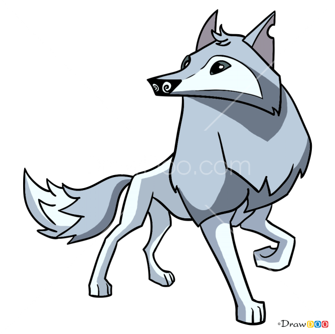 How To Draw Arctic Wolf, Animal Jam - Wolf Drawing Animal Jam Clipart (665x664), Png Download