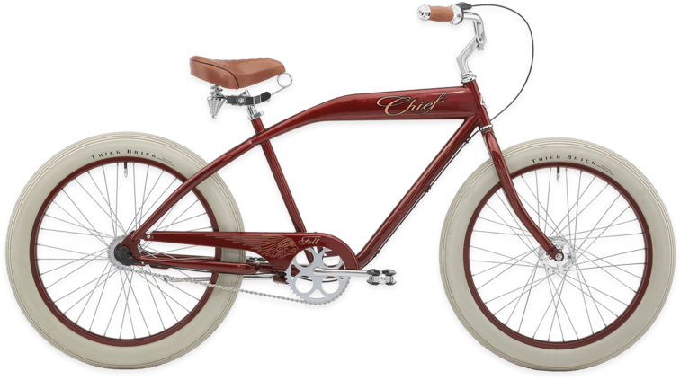 Chief-bicycle - Beach Cruiser Black Clipart (800x506), Png Download