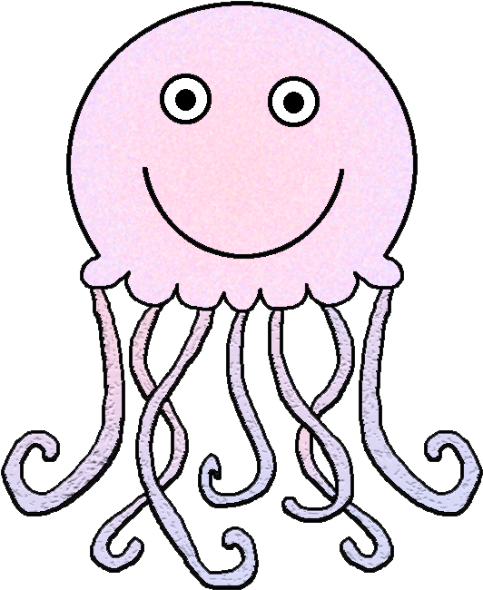 Cute Jellyfish Clipart Kid - Jelly Fish Clip Art Black And White - Png Download (532x650), Png Download